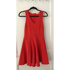 LUSH red-orange V-neck skater dress- Size M